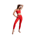 Top e Legging Gym Workout Roupas 2 Peça Vermelho Active-Wear Sports Woman Yoga Sets Fitness